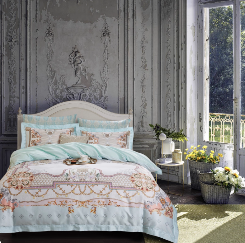 高档刺绣花卉长绒棉四件套全棉200支A类母婴被套纯棉床笠家纺床品